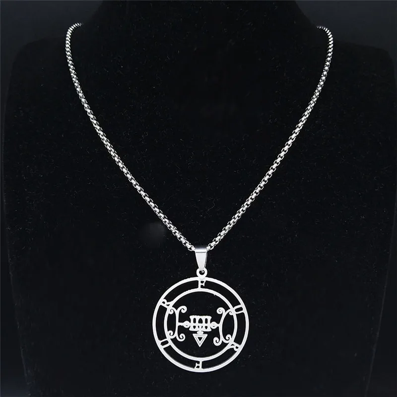 Sigeal Sigil De Lucifer Stainless Steel Satan Necklaces FURFUR Lazer Key Baphomet Stamp Chain Necklace Jewelry collar N3698S03