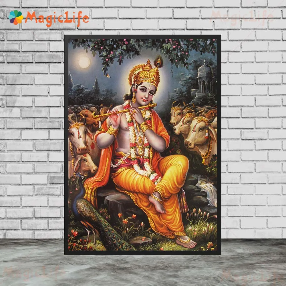 Vishnu, Brahma And Shiva Indian Gods Wall Art Canvas Painting Home Decoration Indian Hindu Devotional Vintage Poster And Prints