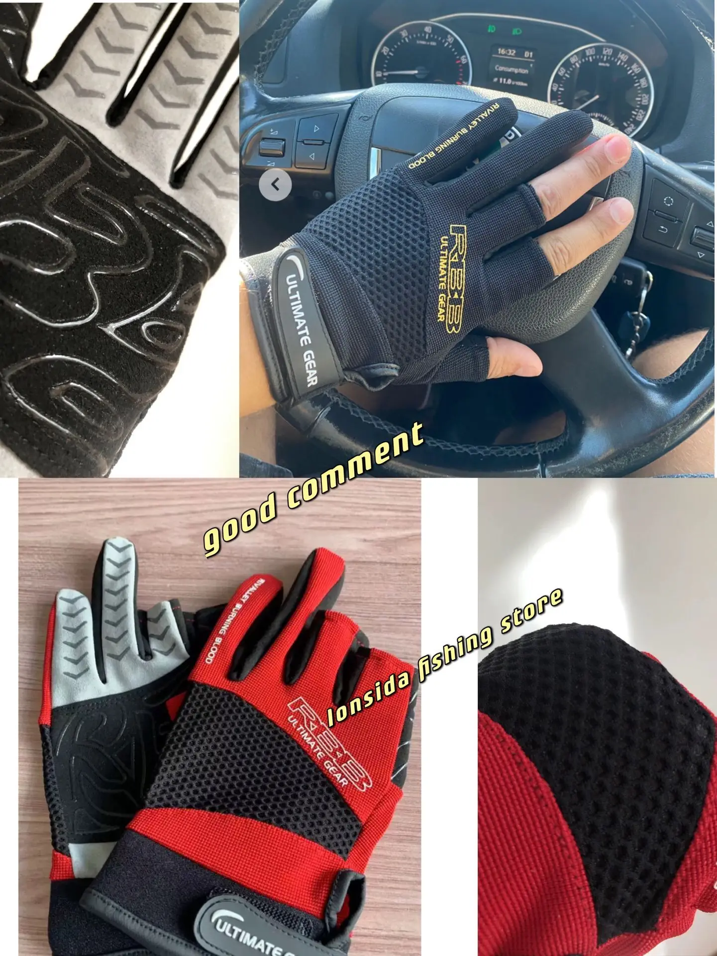 Japan\'s RBB Anti-slip Fishing Gloves Three Fingers Cut Fishing Outdoor Sports Breathable Fishing Gloves fishing equipment