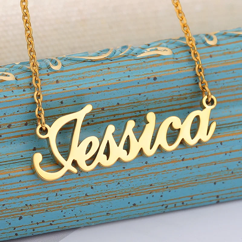 Collares con nombre personalizado para mujer, Collar personalizado de acero inoxidable, gargantilla de cadena con placa con nombre, joyería de