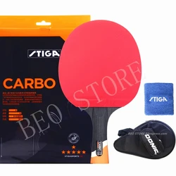 STIGA – raquette de Tennis de Table, 6 étoiles, boutons en carbone, en caoutchouc, originale, batte de Ping-Pong
