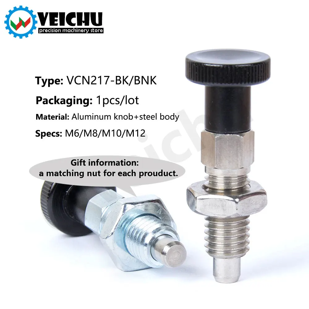 VCN217 Return-Type Index Bolts Aluminum Knob Plungers Simple Structure Indexing Plungers With Lock-Nut