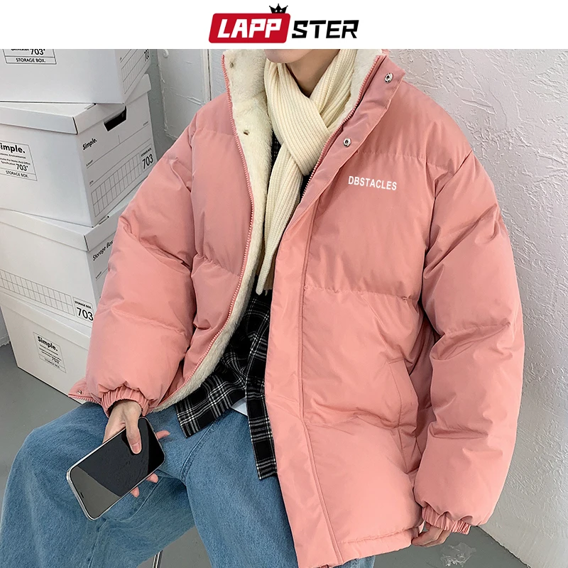 LAPPSTER jaket Puffer Musim Dingin Korea, jaket katun warna-warni pria 2023, mantel gelembung Streetwear Vintage Jepang untuk pria