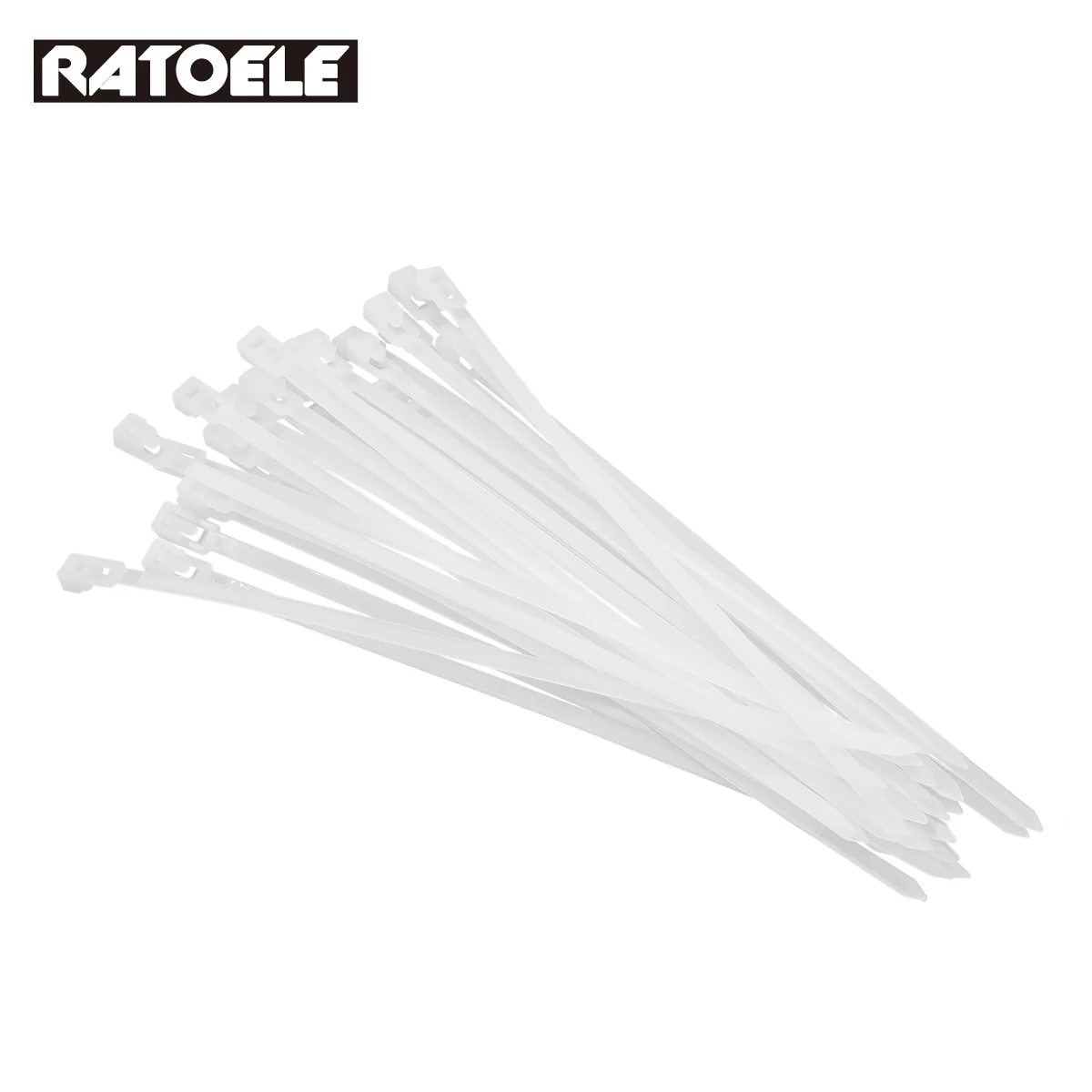 20PCS Releasable Cable Ties 8×200mm Black White Plastics Reusable Loop Wrap Nylon Zip Ties BundleTies