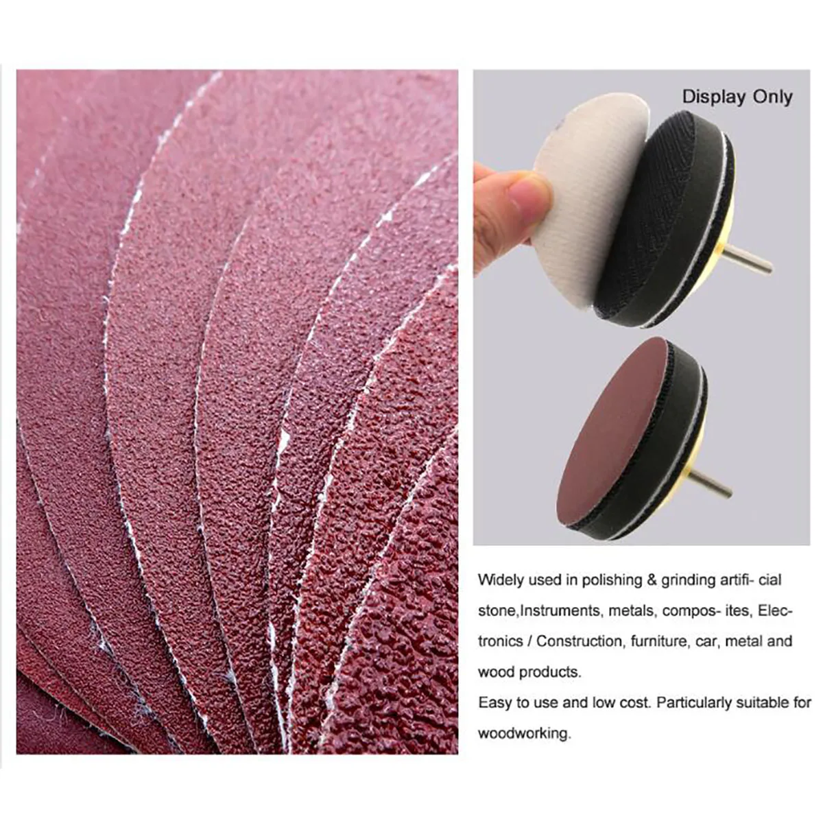 10/20/50 Buah 3 "75Mm Hook & Loop Pengamplasan Disc Merah Aluminium Oksida Kering Amplas 40-1000 Grit untuk Kayu Logam Poles Penggilingan