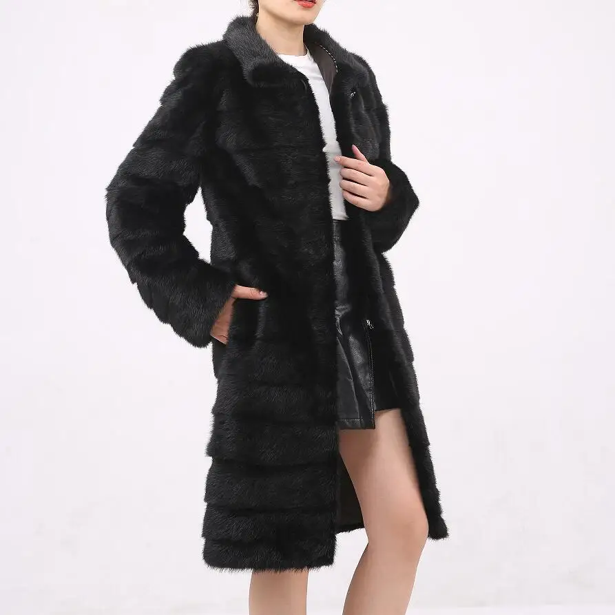 Long Mink Fur Coat for Ladies, Real Mink Fur Coat, Russian Street Style, 2021 Winter