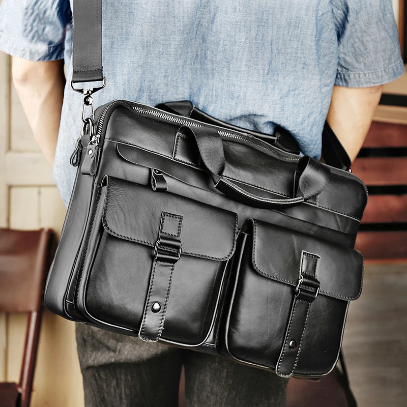 Imagem -03 - Bolsa para Computador Portátil Bolsa de 15.6 Polegada Couro Bolsa de Viagem de Negócios Bolsa de Ombro Único dos Homens Maleta para Lenovo ar Pro