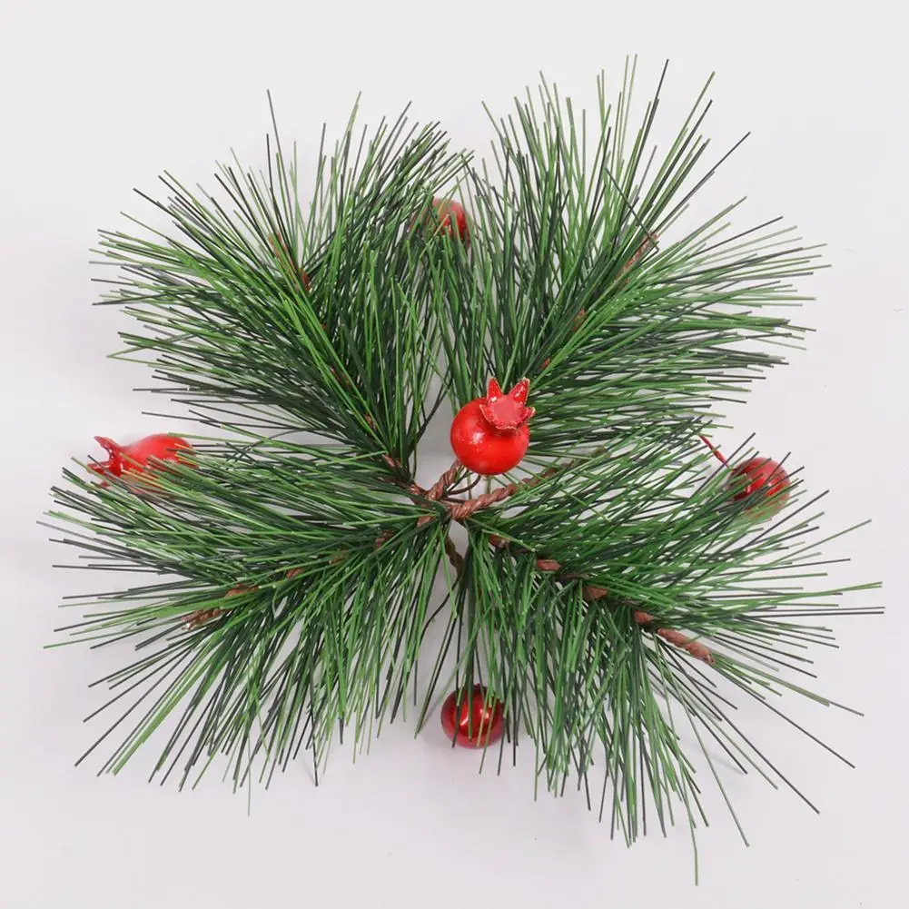 10Pcs Artificial Pine Needle Branch Twig Xmas Tree Ornament DIY Flower Decor