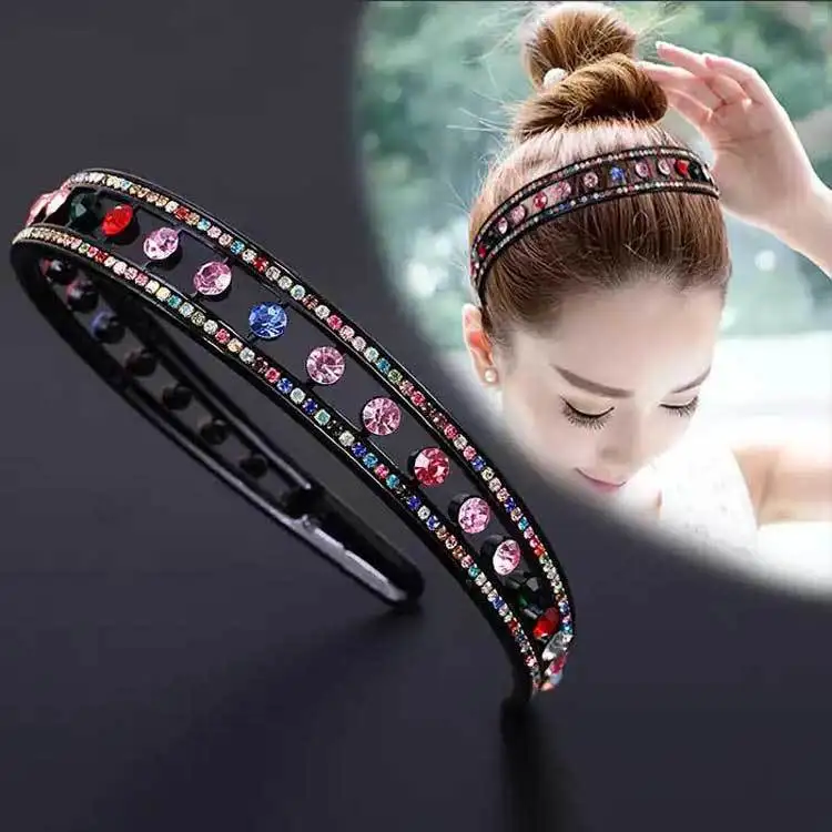 New Fashion Non-slip Boutique Double row of rhinestones Hair band Headband for Women Girl Accessories Headwear