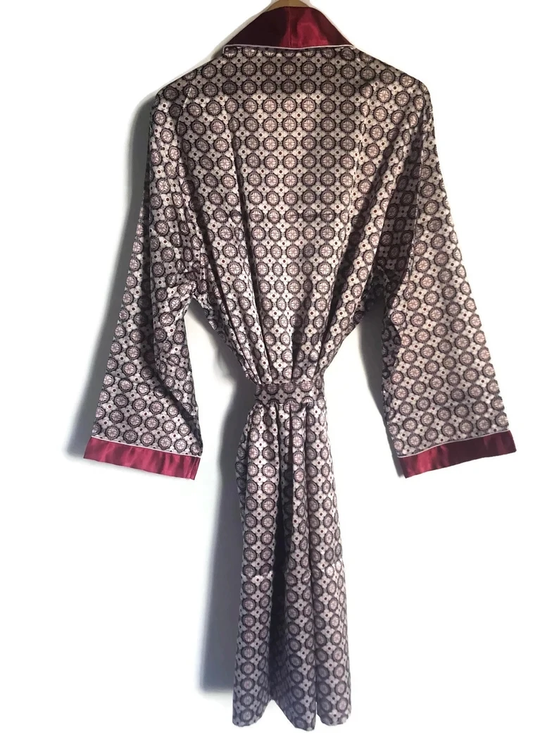 Mens Robe | Smoking Jacket | Boho Dressing Gown | Retro 1970s Vintage Style 70s Pattern | Satin Silky Loungewear Housecoat Gift