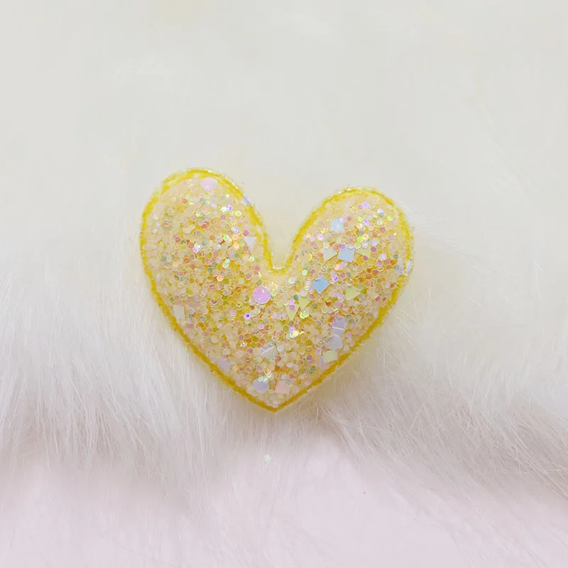 40 Stück 5*4,5cm Glitzernde, glänzende Herz-Applikationen in fünf Farben, gepolstert, DIY, handgefertigt, Haarspangen-Accessoires für Kinder, Patches – Detail 4