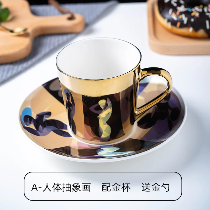 Ins Mirror Reflection Cup Coffee mug Picasso Ceramic Coffee Cup and Saucer Set lion Funny Mugs for Friend Birthday Best Gift