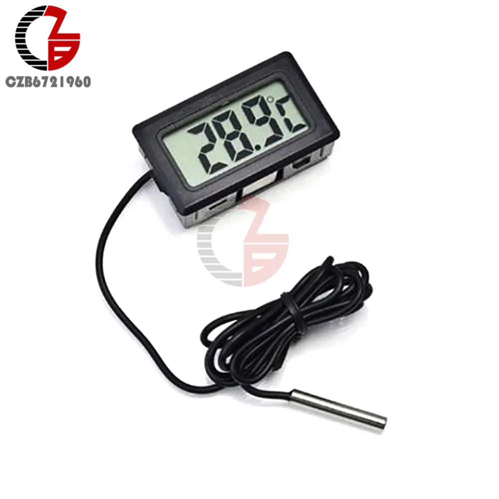 5M Black FY-10 Mini LCD Digital Thermometer Aquarium Car Water Bath Temperature Tester Detector Monitor Temperature Sensor