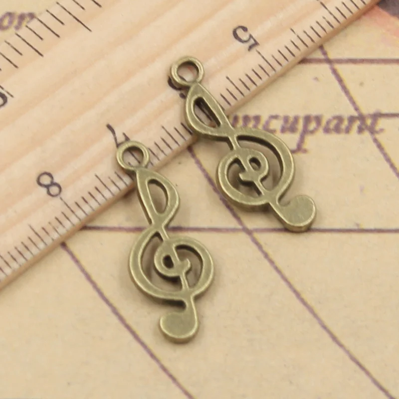 40pcs Charms Musical Note 26x10mm Tibetan Bronze Silver Color Pendants Antique Jewelry Making DIY Handmade Craft For Necklace