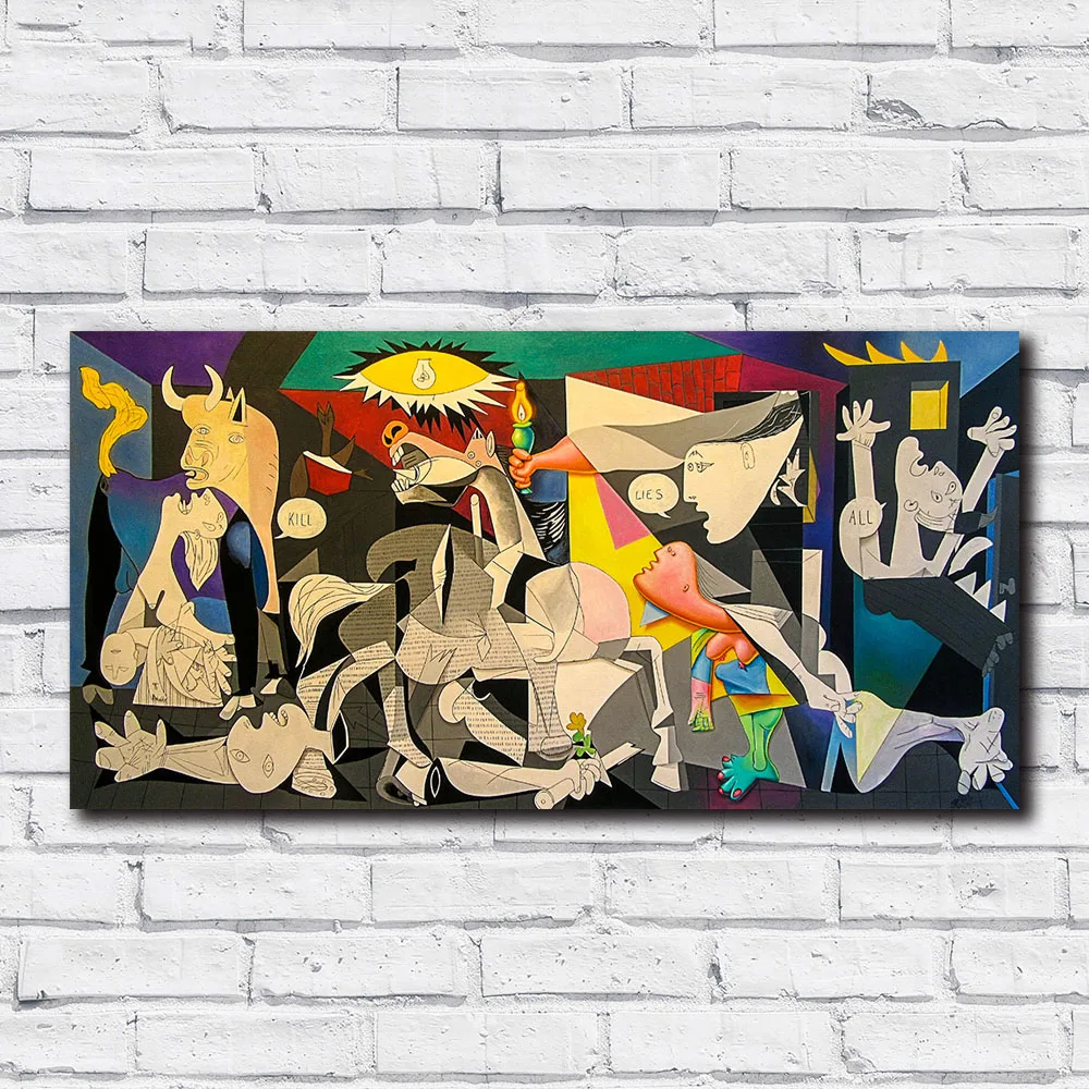 Pablo-Picasso-Guernica Beliebte Kunst Leinwand Malerei Druck Wohnzimmer Home Decor Moderne Wand Kunst Ölgemälde Poster Ungerahmt
