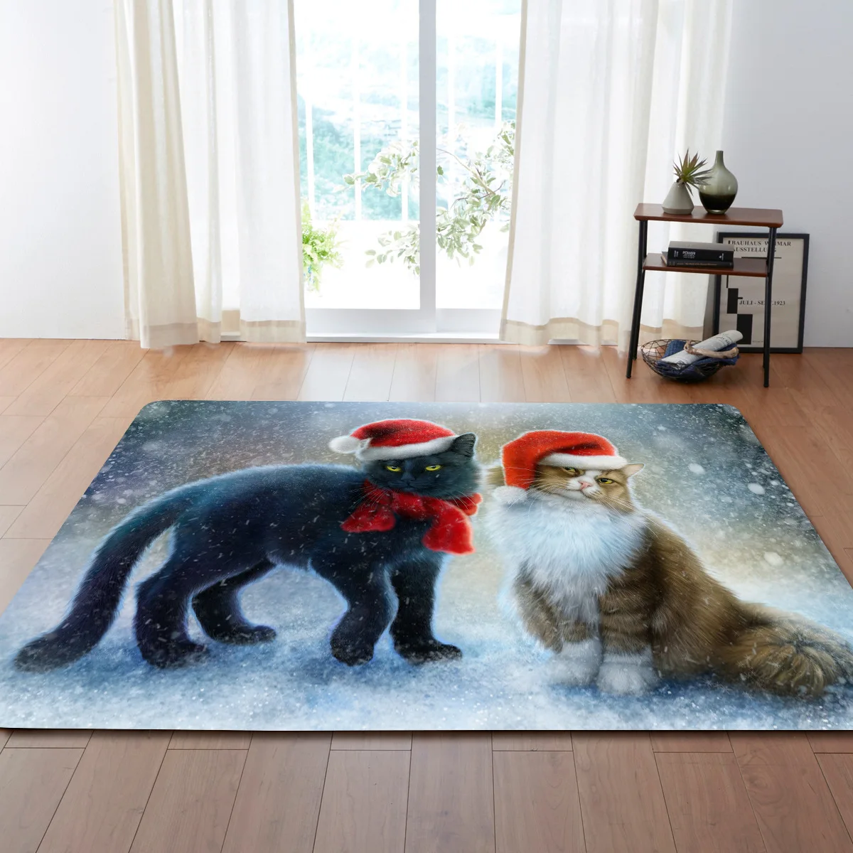 RULDGEE 1PCS Polyester Anti Slip Cat Pattern Carpet for Living Room Kitchen Mat Bedroom Carpet Floor Door Mat Decoration Carpet