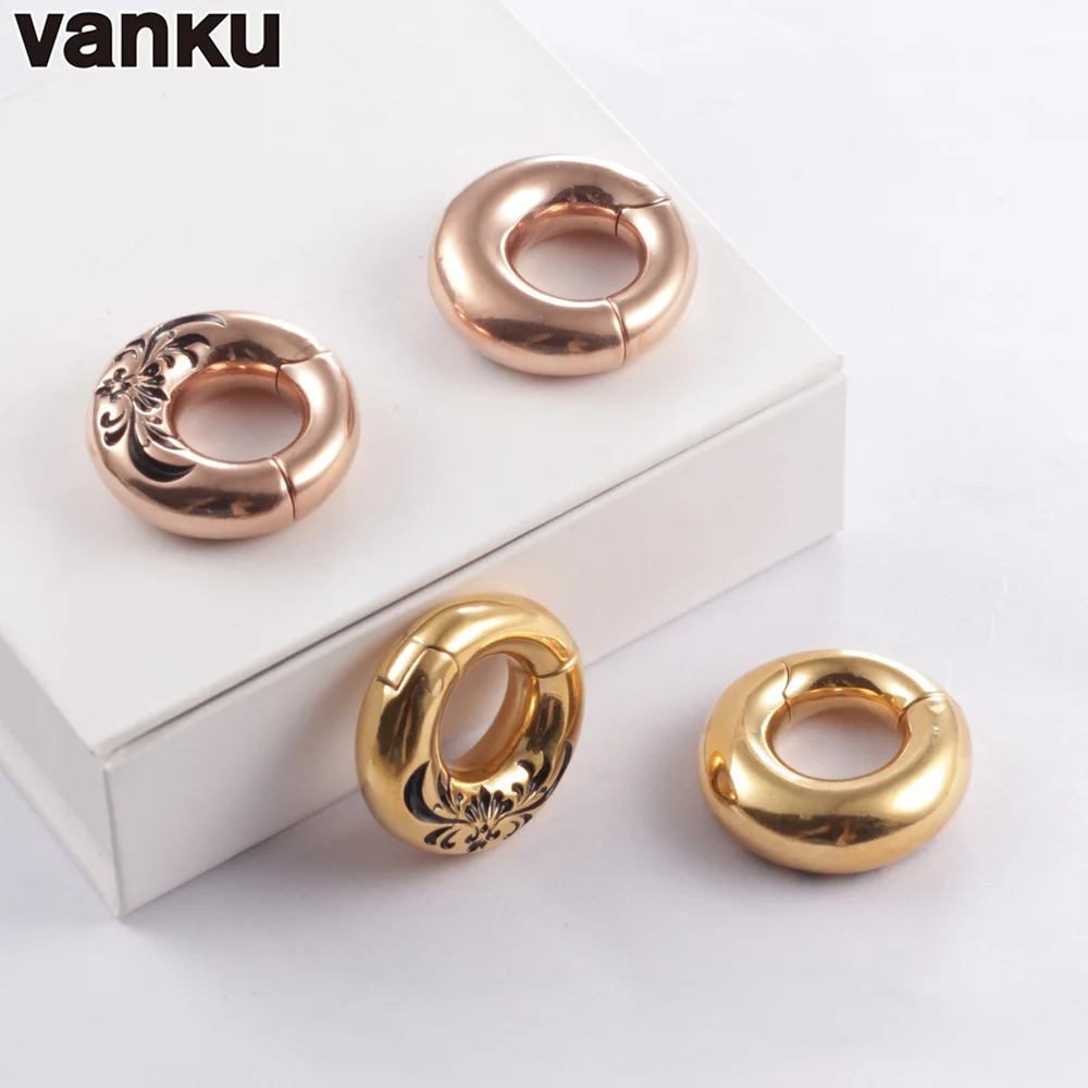 Vanku – bouchons auriculaires magnétiques ronds en acier inoxydable 316L, Punk, bouchons extensibles, tunnel, jauge, boucle d'oreille, Piercing corporel, bijoux