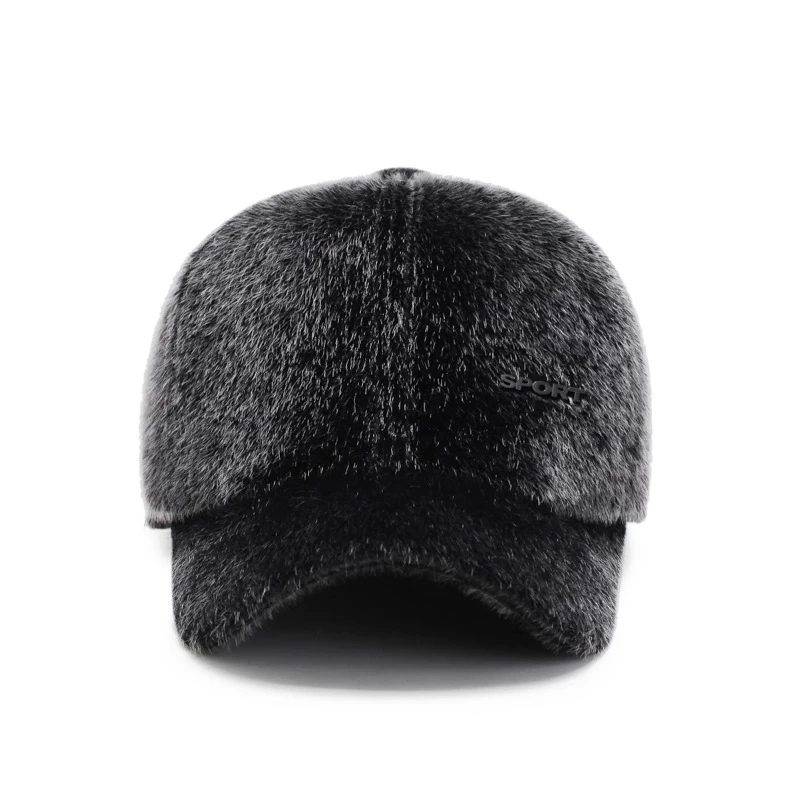 New High Quality Winter Baseball Cap For Men Warm Faux Wool Thick Snapback Windproof  Ear Protection With Earflaps Dad Hats A076