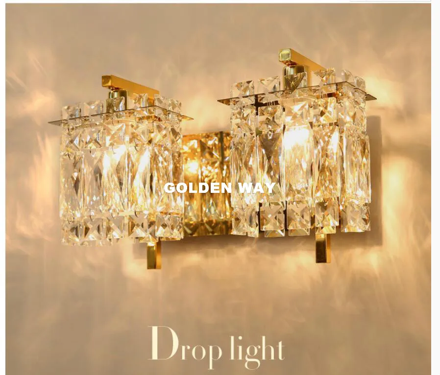 luminaria de parede de cristal lampada de cristal moderna para quarto corredor sala de estar dourado prata luzes de parede 01