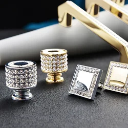 TENCHTWO Gold Diamond Crystal Handle Furniture Knobs Kitchen Cabinet Wardrobes Door For Dresser Pulls Drawer Silver Handles