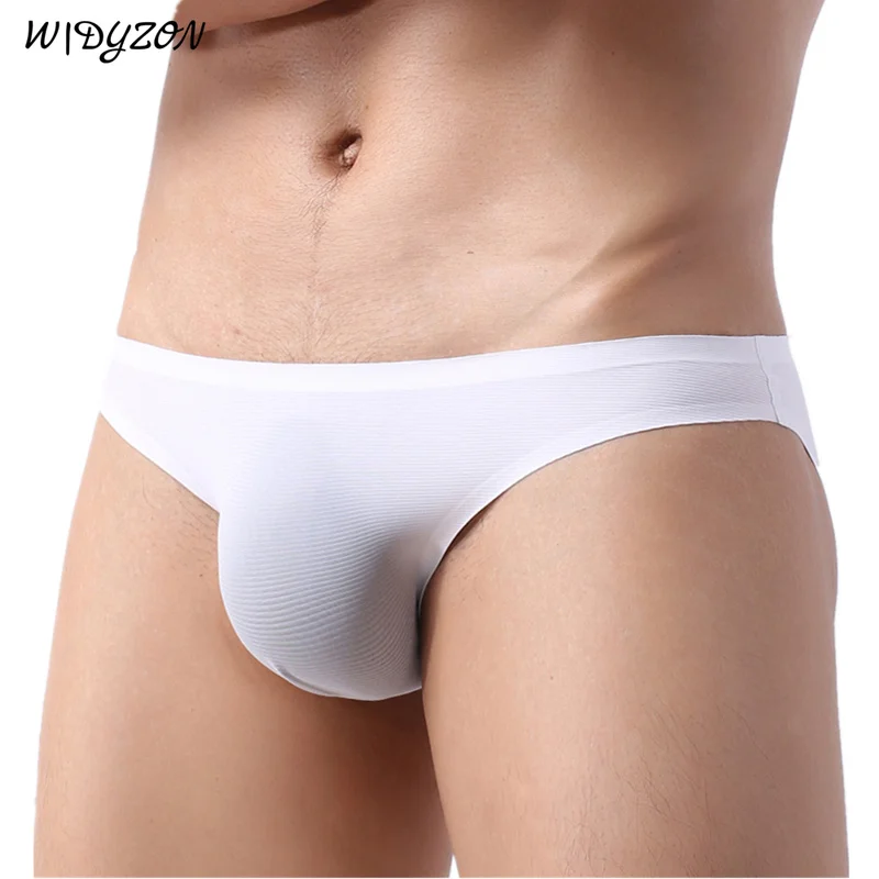 WIDYZON Sexy Men Underwear Briefs Gay Seamless Silkly Underpants Low Waist Rib Fabric Male Panties Hombre Slip Gay Calzoncillos