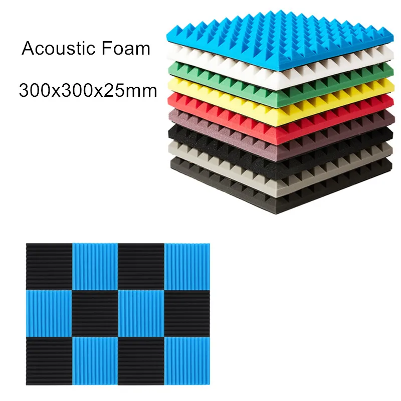 

12PCS Studio Acoustic Foam Sound Studio Foam Proofing Protective Sponge Soundproof Absorption Treatment Panel 300x300x25mm