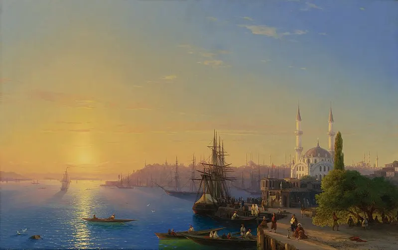 TOP ART # Russian Ivan Aivazovsky seascape View of Constantinople and the Bosphorus print painting on canvas