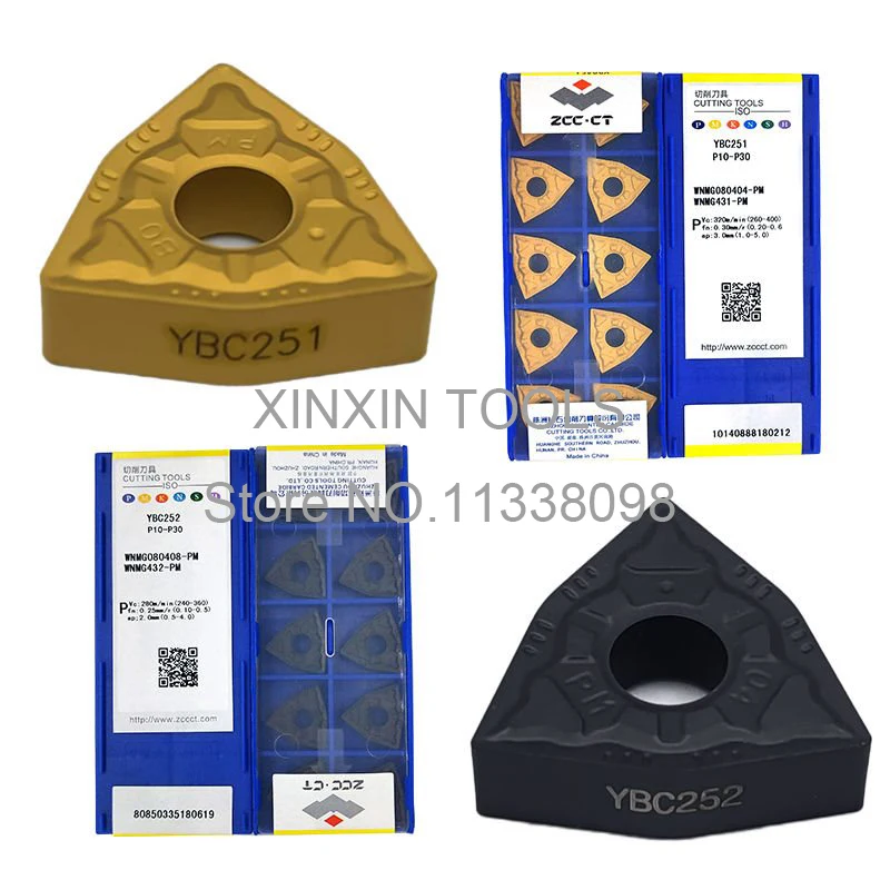 

10pcs WNMG080404-PM YBC251 WNMG080408-PM YBC252 Gold steel WNG432 PM YBC252 lather tools Carbide inserts External turning tool