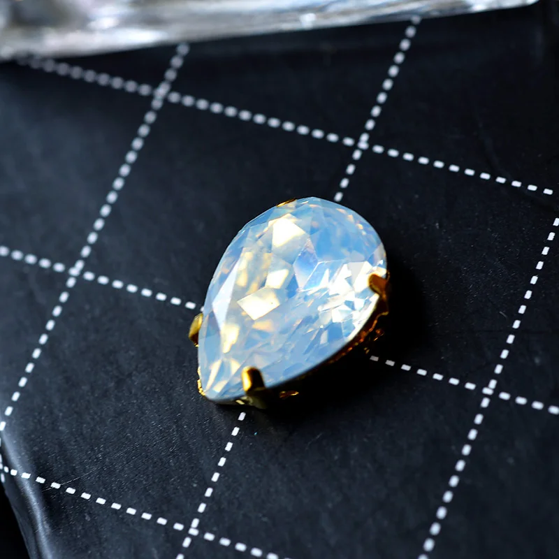 Shiny Super Quality Cheap Opal 12p Waterdrop Navette Oval Sew On Resin Rhinestones Diy/Clothing Jewelry Women Jean Wedding Dress