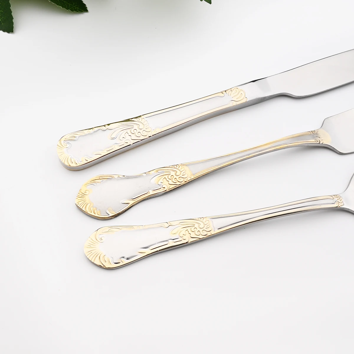 6People Vintage Gold Cutlery Set 18/10 Stainless Steel Tableware Set Knife Fork Tea Spoon Dinnerware Silverware Kitchen Flatware