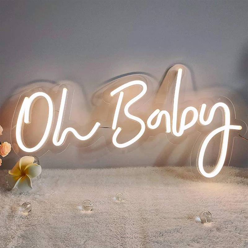 

Неоновая вывеска OHANEONK на заказ, неоновая вывеска Oh Baby, Настенный декор для спальни, бара, домашвечерние, акриловый светодиодный светильник, украшение для свадьбы, дня рождения, комнаты