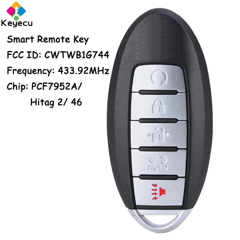 KEYECU Smart Remote Control Car Key With 5 Buttons for Infiniti QX80 2014 2015 2016 2017 2018 2019 2020 2021 Fob FCC# CWTWB1G744