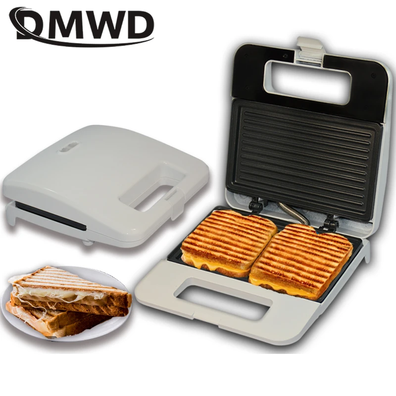 DMWD Mini Electric Sandwich Making machine Non-Stick Plates Panini Toaster Baking Multifunction Breakfast maker Egg waffle EU