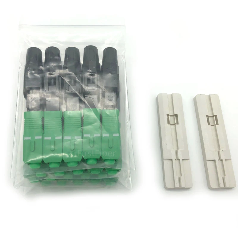 SC APC Fast Connector Embedded SC adapter 100pcs FTTH SC APC Connector support 0.9mm 2.0mm 3.0mm FTTH Flat Cable Fast/Quick