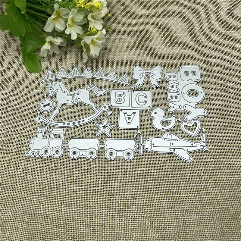 12PCS-SET BOY BABY Lacemetal cutting dies  mold Round hole label tag Scrapbook paper craft knife mould blade punch stencils dies