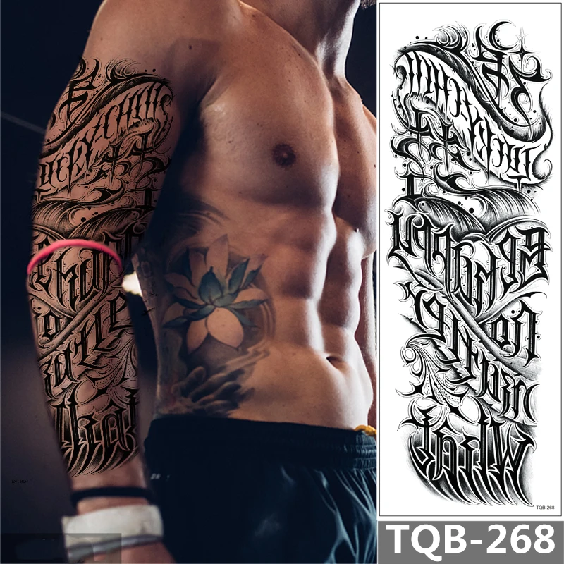 Full Arm Temporary Tattoos for Men and Women (L19“xW7”), Sleeve Tattoos Waterproof and Long Lasting, Large Realistic Fake Tatoo