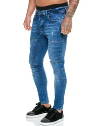 Pantalones vaqueros de estilo Casual para hombre, Jeans ajustados de talla grande, elásticos, color negro y azul, a la moda, 2021