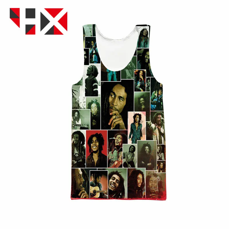 HX 2021  Summer New Style Trend Style Rock Reggae BOB Marley Fashion Vest 3D Print Casual Style Vest Tops HX209