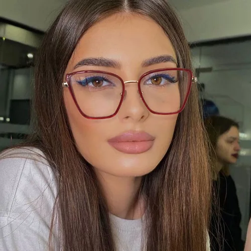 Hotony-gafas ópticas con montura graduada para mujer, anteojos con bloqueo de luz azul, UV400, resistentes al polvo, a la moda