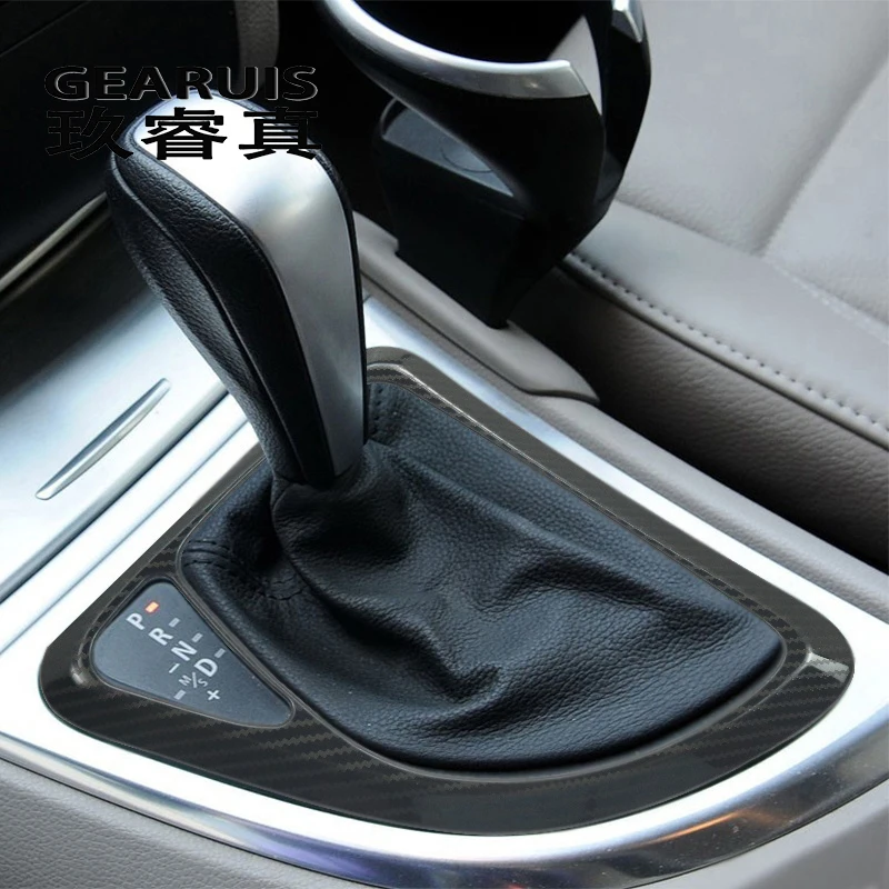 Carbon Fiber Gear Shift Control Panel Cover Interior Trim Stickers For BMW 1 Series E81 E82 E87 Car Styling Interior Accessories