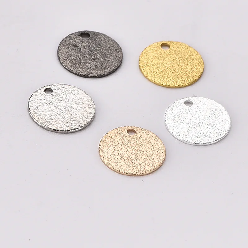 Copper plated double glitter sand texture frosted earrings pendant DIY necklace accessories