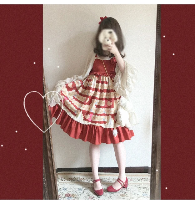 Robe japonaise lolita douce à bretelles, vintage, taille haute, imprimé victorien, mignonne, kawaii, gothique, lolita cos loli