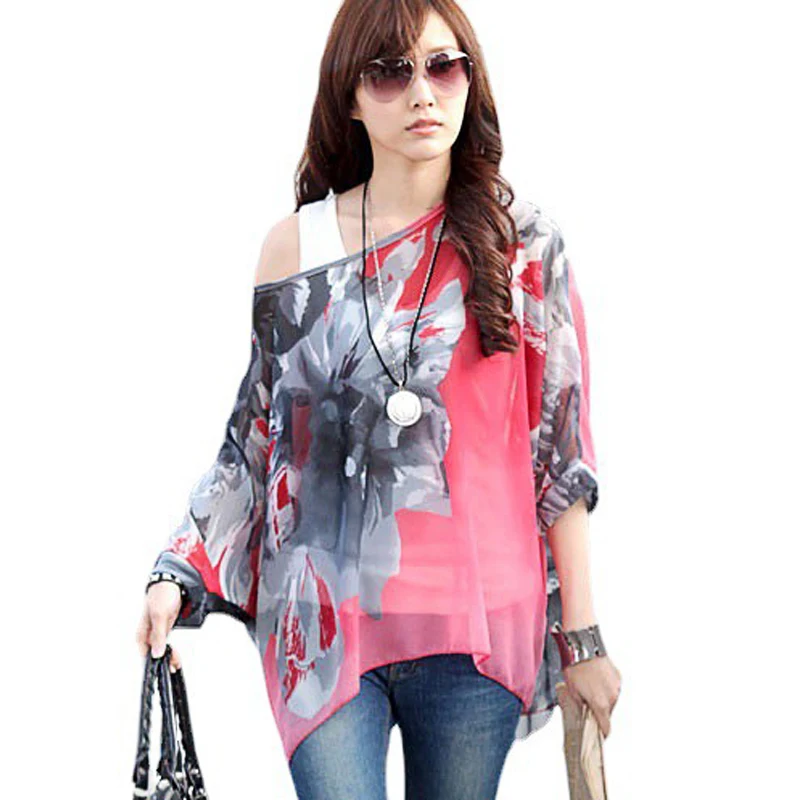 Vestidos Summer Dress 2021 Ladies Floral Print Casual Chiffon Dress Batwing Sleeve Bohemian Dresses Plus Size Women Clothing 6XL