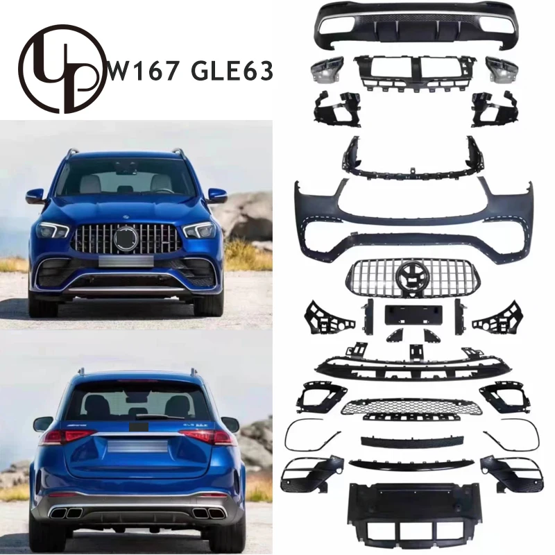 High quality newest car auto parts body kits GLE63 car bumpers for W167 GLE200 GLE350 GLE45 upgrade to GLE63 style facelift part