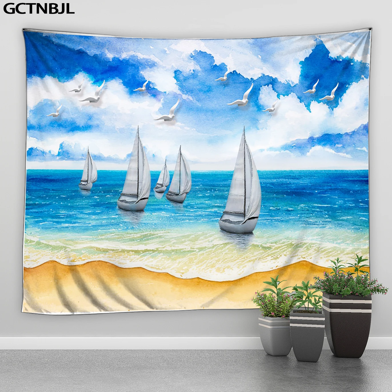 Griechenland Liebe Meer Landschaft Wandteppich Fenster Ozean Wand Hängen Tropical Baum Boho Dekoration Decke Schlafzimmer Home Wohnheim Yoga Matte