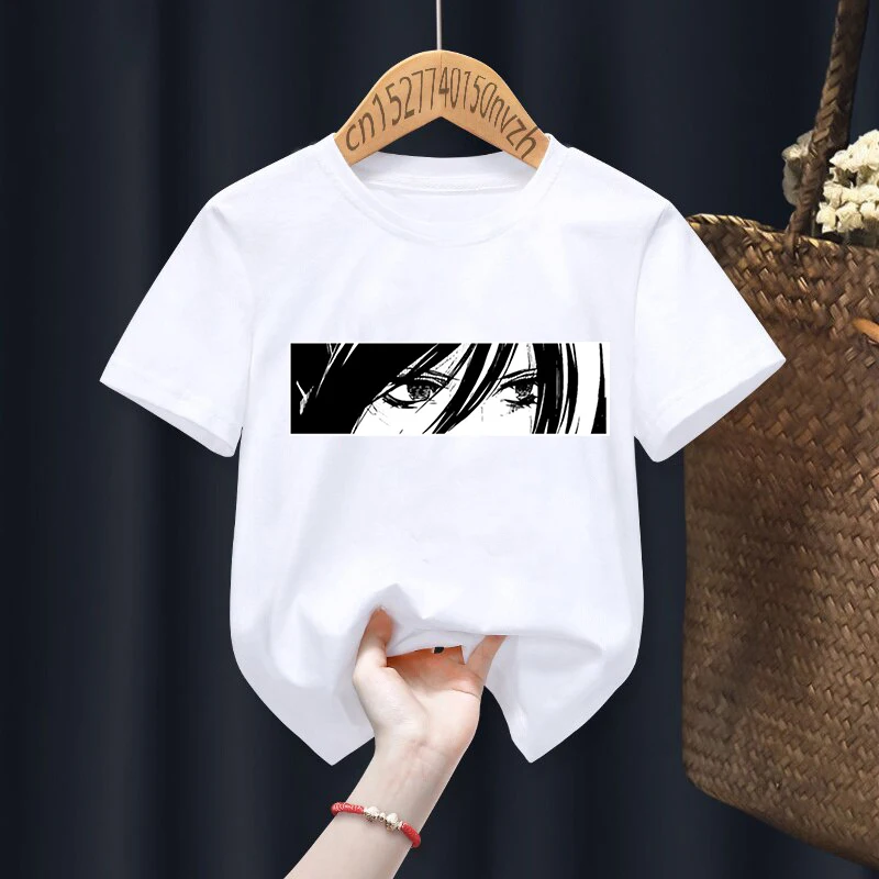 Attack on Titan Anime Print Red Kid T-shirts Children Baby Black Harajuku Kawaii Clothes Boy Girl Tops Gift Present ,Drop Ship