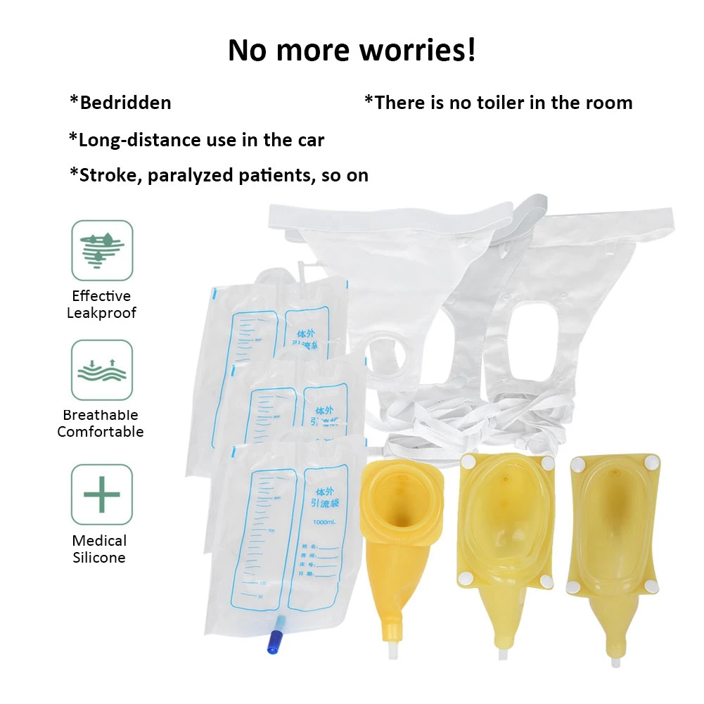 Silicone Urine collector Bags Adults Urinal with Urine Catheter Bags Male Female Toilet Urinal With Urine Catheter Bags Older