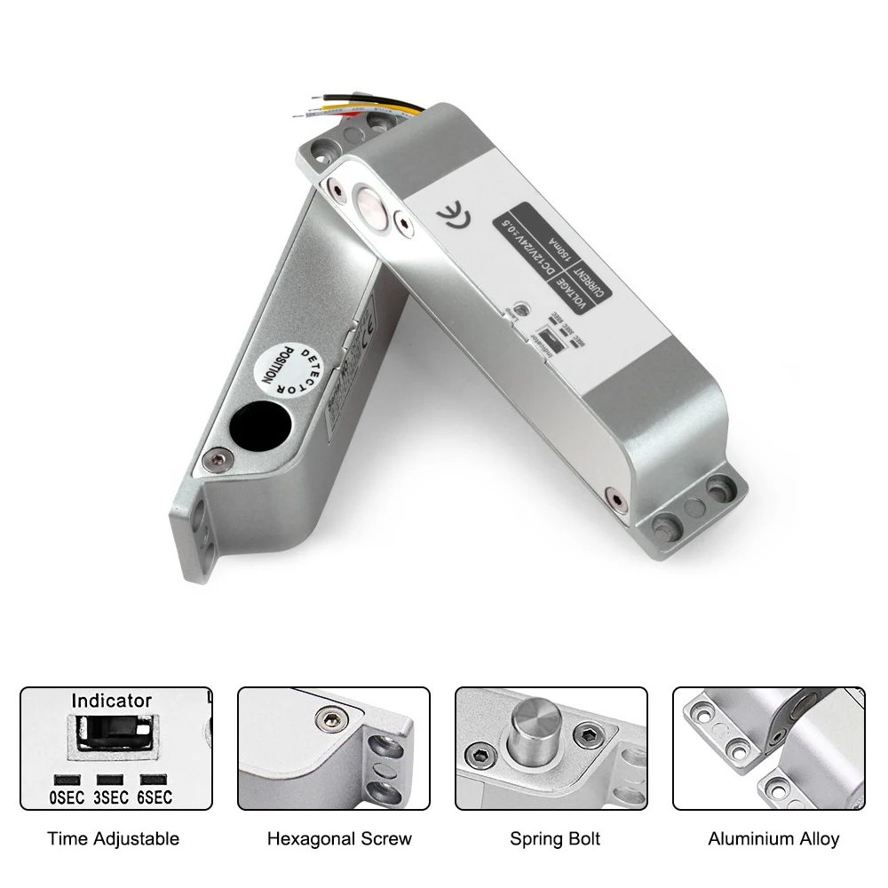 DC12V Fail Safe NC Electric Drop Bolt Lock Access Control Electronic Mortise Door Locks with Time Delay for Gate Entry System
