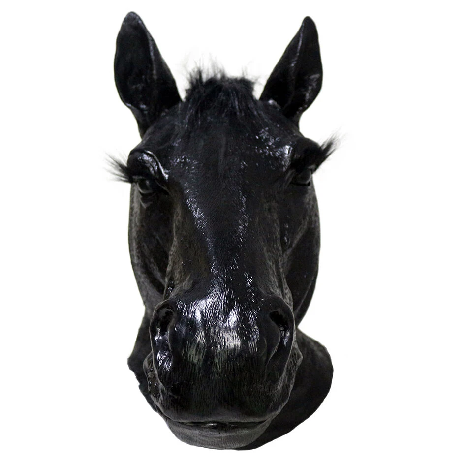 Latex Animal Realistic Black Horse Mask Halloween Cosplay Fancy Dress Up Carnival Costume Mask