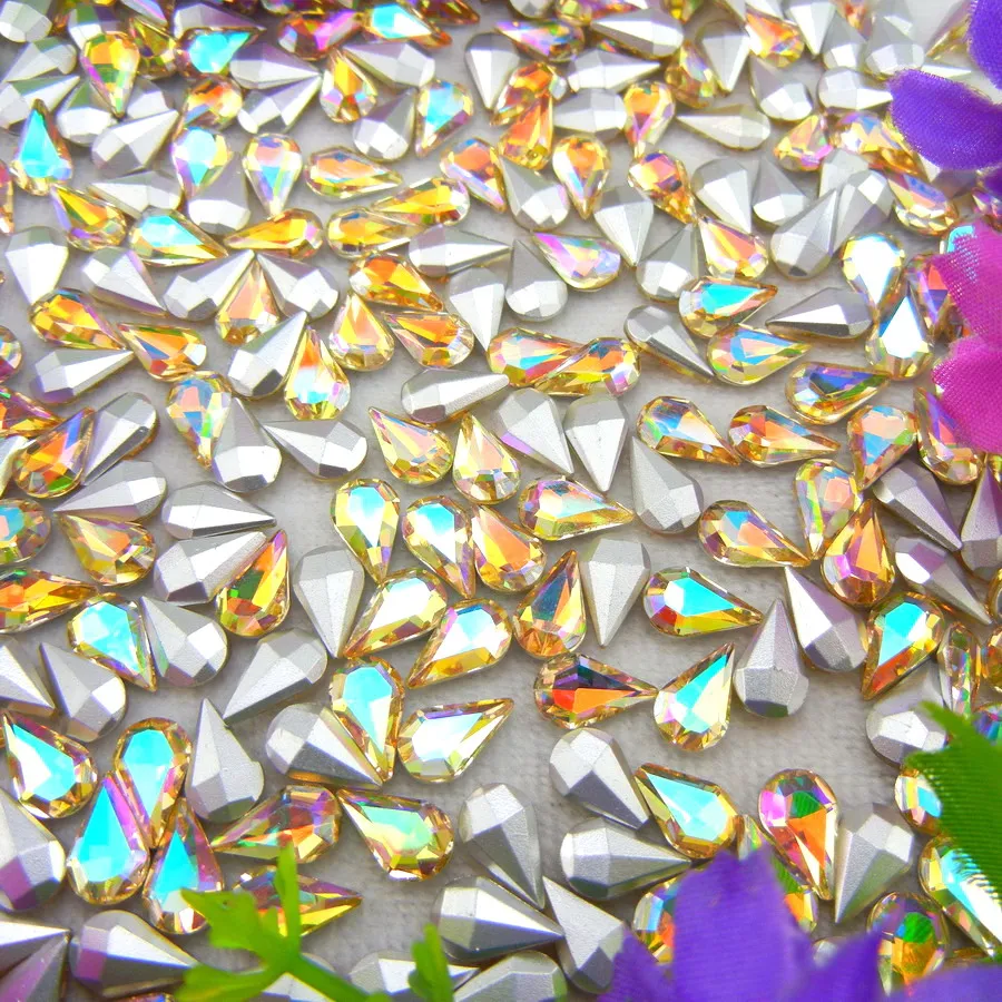 AB Farben 3*6mm 6*10mm 8*13mm Tropfenförmige Glas-Kristalle Strass zum Aufkleben Ornament DIY Verzierung – Detail 6